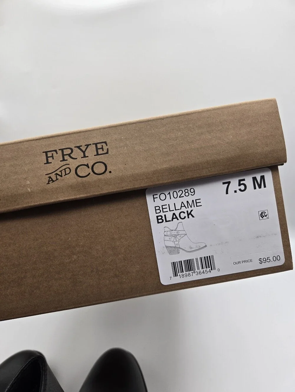 NEW Frye & Co Bellame Black Side Zip Ankle Boots Size 7.5 Moto Western Goth